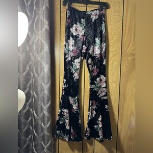 Floral Velvet Flare Pants